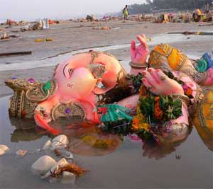 Example of an abandoned Plaster of Paris Ganesh idol